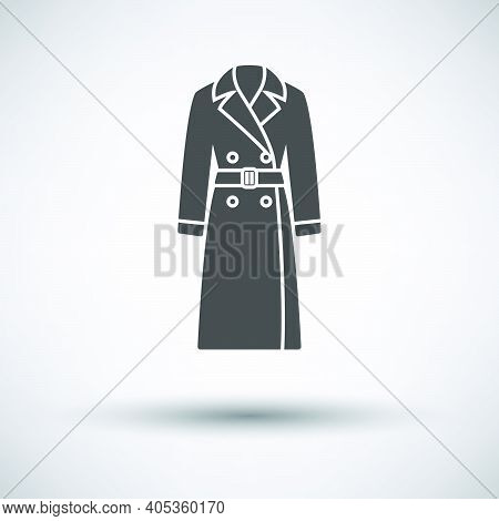 Business Woman Trench Icon. Dark Gray On Gray Background With Round Shadow. Vector Illustration.