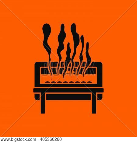 Chafing Dish Icon. Black On Orange Background. Vector Illustration.