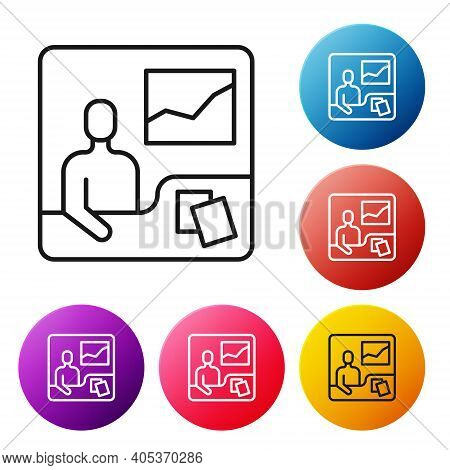 Black Line Trading Courses Icon Isolated On White Background. Distance Learning Finance Management, 