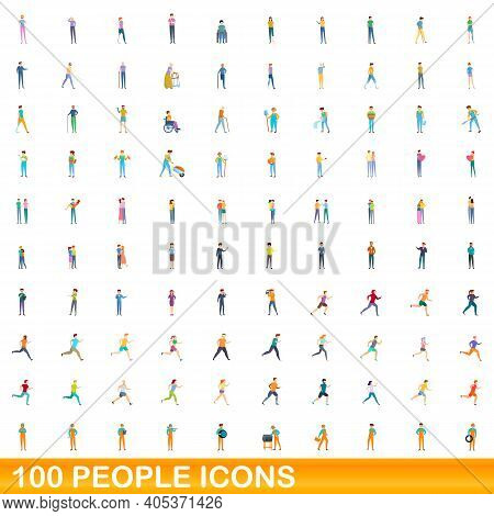 100 People Icons Set. Cartoon Illustration Of 100 People Icons Vector Set Isolated On White Backgrou