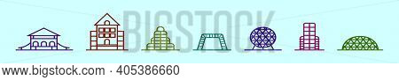 Set Of Jungle Gym Cartoon Icon Design Template With Various Models. Modern Vector Illustration Isola