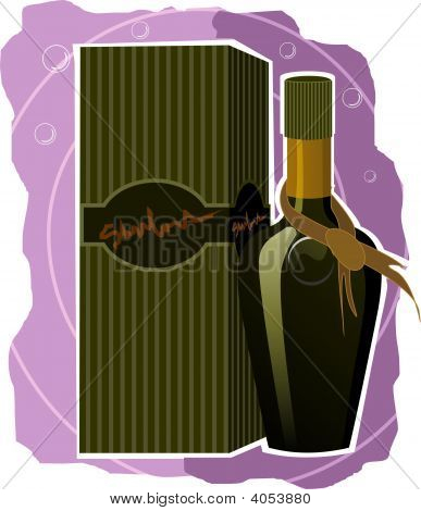 瓶与酒的高脚酒杯