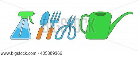 Set Of Tools For Houseplants Care And Gardening.