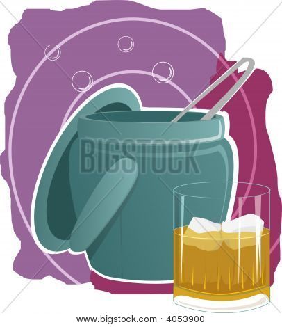 白酒玻璃和冰多维数据集购物篮