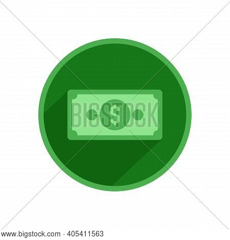 Single Fiat Paper Money Dollar Icon With Long Shadow Style