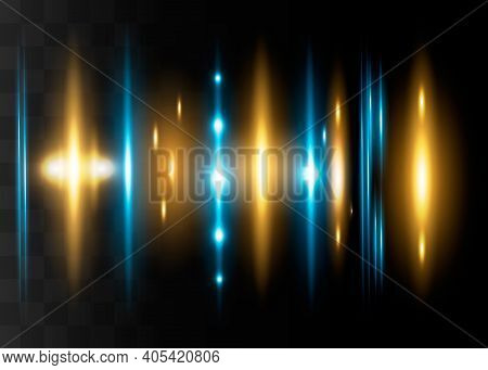 Red Horizontal Lens Flares Pack. Laser Beams, Horizontal Light Rays.beautiful Light Flares. Glowing 
