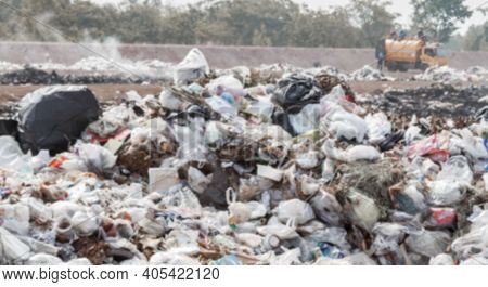 Blur, Waste Plastic Bottles And Other Types Of Plastic Waste At The Thilafushi Waste Disposal Site.