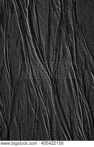 Textures In The Sand. Black And White