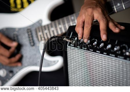 Guitar Amp Closeup For Rock Music Studio Production And Recording Session