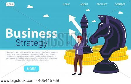 Bsuiness Strategy Abstract Concept. Website, Webpage, Landing Page Template. Flat Cartoon Vector Ill