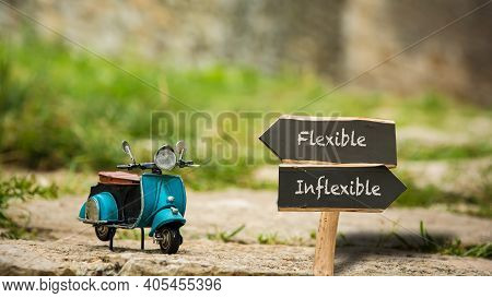 Street Sign The Direction Way To Flexible Versus Inflexible