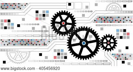 Cogwheel Gear Mechanism.
Abstract Colorful Background With Gear Mechanism. Silouettes Of Black Gears