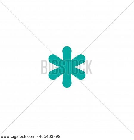 Blue Asterisk Footnote Icon. Asterisk Sign. Flat Icon Of Asterisk Isolated On White Background. Vect