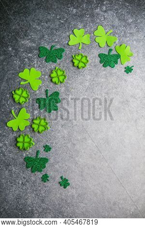 Happy St. Patrick's Day. Card With  Lucky Clover. Irish Festival Symbol. Lucky Concept. St. Patrick'