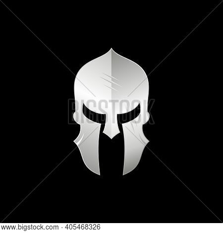 Sparta / Spartan Warrior Helmet Logo, Metallic Silver Warrior Helmet Logo Design