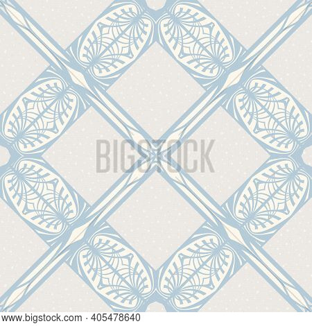 Seamless Pattern, Background. Colored Vector Illustration In Art Nouveau Style, Vintage, Old, Retro 