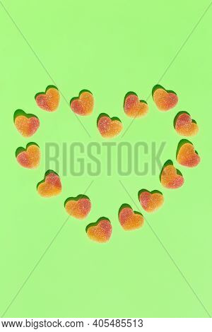 Jelly Heart Shaped Candies, Sweets, Creative Background