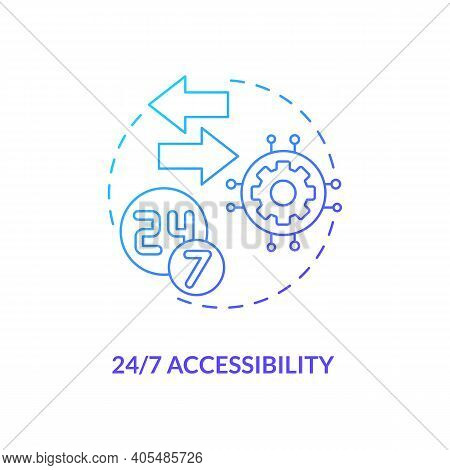 24 7 Accessibility Concept Icon. Saas Advantage Idea Thin Line Illustration. Building Engagement Wit