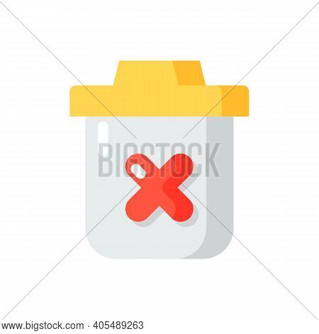 Delete Vector Flat Color Icon. Removing Data On Device. Drag Application Into Trash. Cleaning Device
