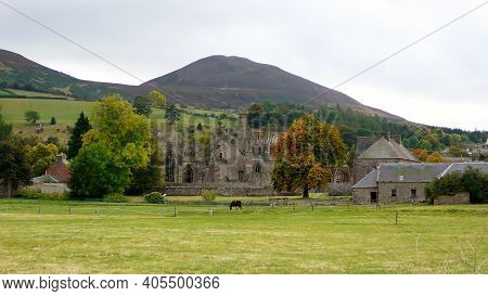 Melrose Abbey In Melrose Scotland During The Summer