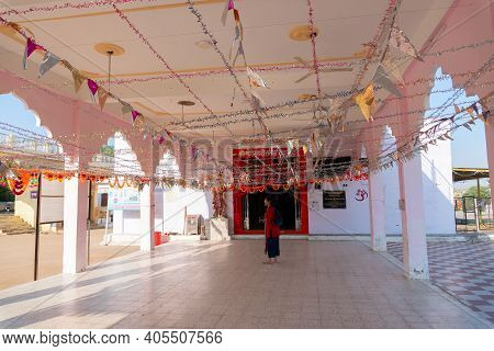 Jaisalmer, Rajasthan, India - 15th October 2019 : Devotee Worshipping At Tanot Mata Mandir At India 