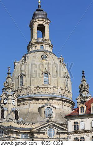 Dresden, Germany - September 23, 2020 : 18th Century Barogue Church Of The Virgin Mary (dresden Frau
