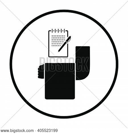Waiter Take Oder Icon. Thin Circle Stencil Design. Vector Illustration.