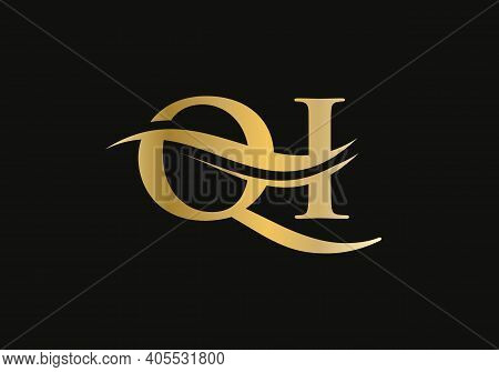 Swoosh Letter Qi Logo Design For Business And Company Identity. Water Wave Qi Logo With Modern Trend