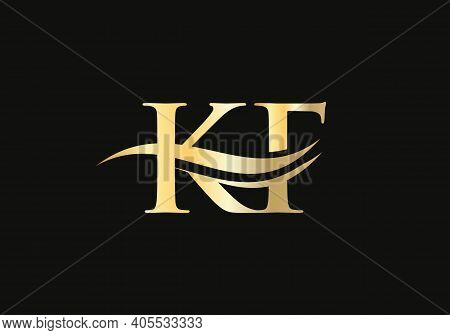 Initial Monogram Letter Kf Logo Design Vector. Kf Letter Logo Design With Modern Trendy