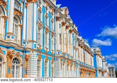 Catherine Palace Is A Rococo Palace Located In The Town Of Tsarskoye Selo (pushkin), 30 Km South Of 