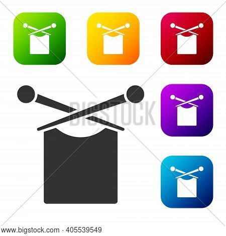 Black Knitting Icon Isolated On White Background. Wool Emblem With Knitted Fabric And Needle. Label 