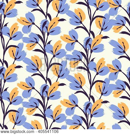 Floral Seamless Pattern. Cute Floral Background. Pattern For Adult, Baby, Kids And Child Background 
