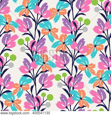 Floral Seamless Pattern. Cute Floral Background. Pattern For Adult, Baby, Kids And Child Background 