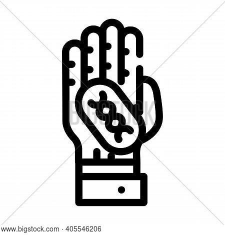 Dna Vaccine On Hand Line Icon Vector Illustration