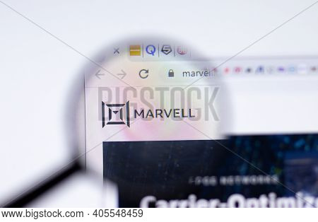 Saint Petersburg, Russia - 28 January 2021: Marvell Website Page With Logo Close-up, Illustrative Ed
