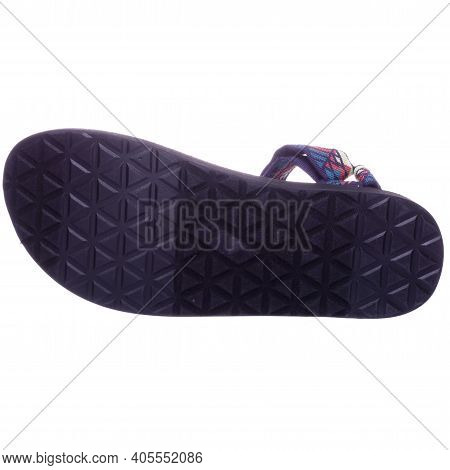 Bottom View Of The Sole. The Sole Of Summer Slippers. Pattern And Aramet Soles.
