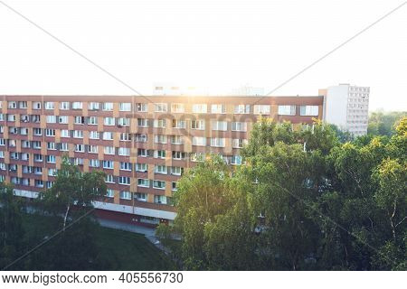 Aerial View Of Apartment Buildings In Ostrava, Czech Republic, Summer Morning