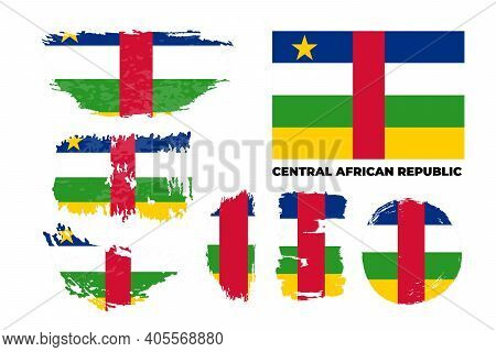 Flag Of The Central African Republic Bright, Colorful Vector Stock Illustration.