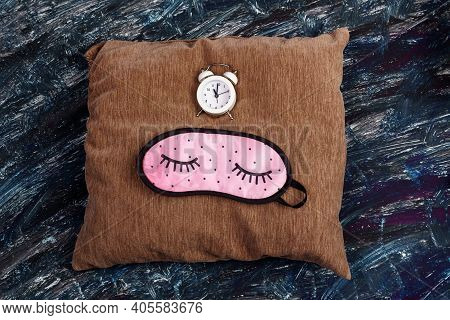 Sleep Mask, Alarm Clock. The Concept Of Starting A New Day, Good Morning Or Ending The Day, Late Eve