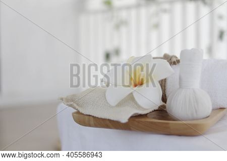Spa Accessories,beautiful Composition Of Spa , Spa Relax Concept,  Herbs For Massage, Beautiful Sap 