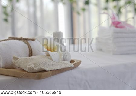 Spa Accessories,beautiful Composition Of Spa , Spa Relax Concept,  Herbs For Massage, Beautiful Sap 