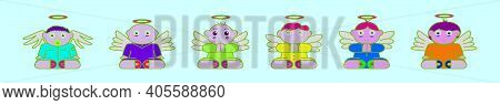Set Of Baptism Cartoon Icon Design Template With Various Models. Modern Vector Illustration Isolated