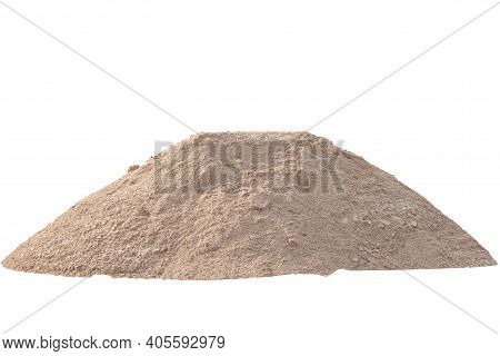 Pile Of Sand In Construction Site Isolated On White Background Included Clipping Path.