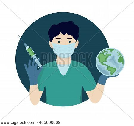 A Vaccine Against The Coronavirus 2019-ncov For People All Over The World. Vector Illustration: A Do