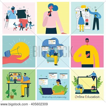 Vector Illustration Of Concept Of Team Work, Business And Start Up Design Backgrounds. Tock Vector I