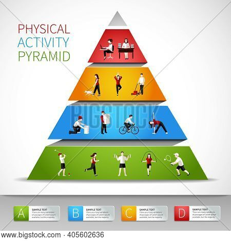 Physical Activity Pyramid Inforgaphic With People Figures Vector Illustration