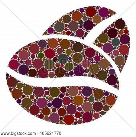 Coffee Beans Raster Mosaic Of Circle Dots In Various Sizes And Color Shades. Circle Dots Are Combine