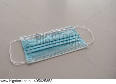 Blue Surgical Face Mask Isolated On White Background