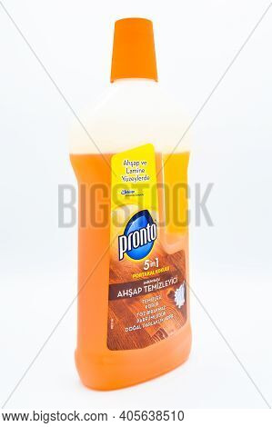 Plastic White Detergent Bottle, Pronto Surface Cleaning Detergent, Istanbul Turkey March 17, 2019 Is