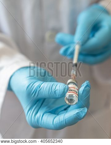 Covid-19 Vaccine For Coronavirus Vaccination, Medical Immunization In Doctor Hospital Lab Or Researc